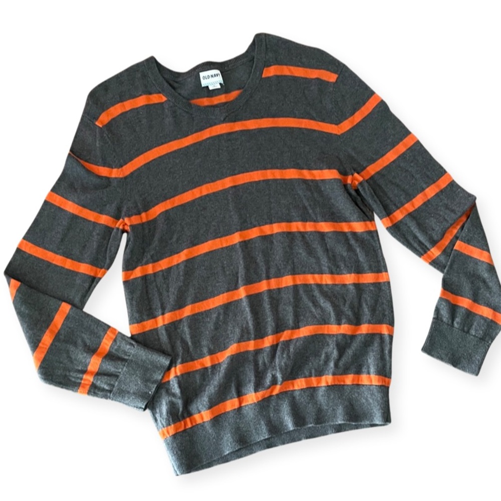 Men’s Charcoal & Orange Stripe Sweater